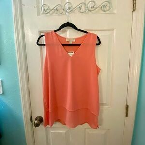 Michael Kors Coral Sleeveless Blouse NWT Very slight pinhole - See Description